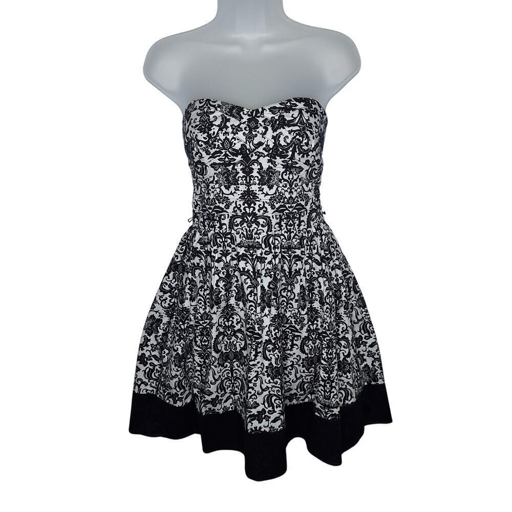 Vintage Y2K Trixxi Whimsygoth Mini Dress Strapless Damask Print 5 S/M Prom Party